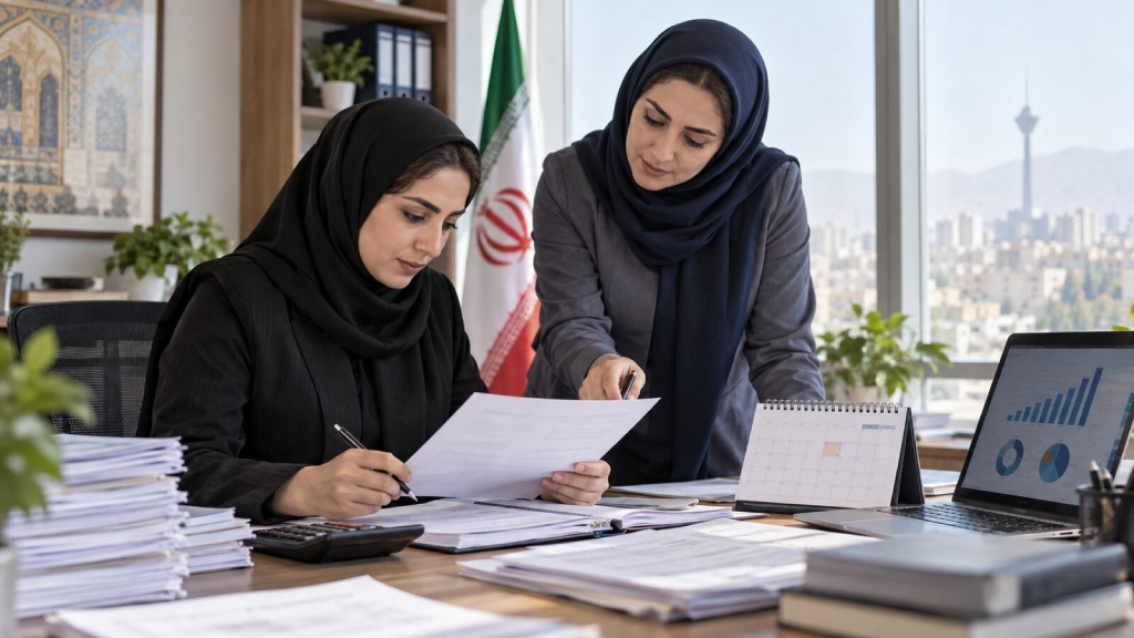 دو کارشناس مالی زن در حال بررسی اسناد و مهلت مالیات تکلیفی کنترل مالیات تکلیفی باید پیش از پرداخت وجه و با شناسایی مبنای قانونی انجام شود.