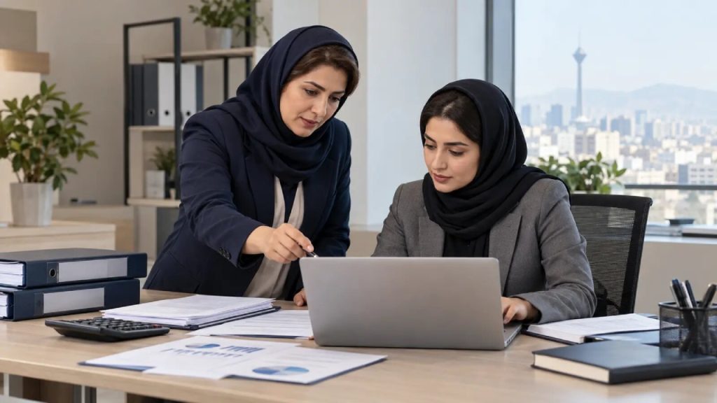 دو کارشناس زن مالی در حال بررسی مزایای مشمول مالیات و بیمه هر قلم حقوق باید جداگانه با قواعد مالیات و تأمین اجتماعی تطبیق داده شود.