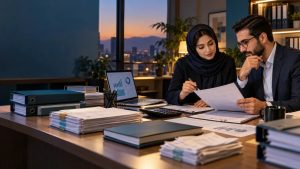 تیم مالی در حال تطبیق اسناد و بستن حساب‌های پایان سال شرکت. بستن حساب‌ها زمانی قابل اتکاست که هر مانده به کنترل و مدرک مشخص وصل باشد.