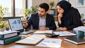 همکاری مؤسس و حسابدار برای استقرار سیستم حسابداری شرکت تازه‌تأسیس. استقرار موفق از شناخت مدل کسب‌وکار و طراحی جریان اطلاعات شروع می‌شود.